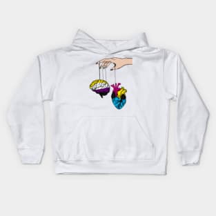 Non-binary Brain with Demipansexual Heart Kids Hoodie